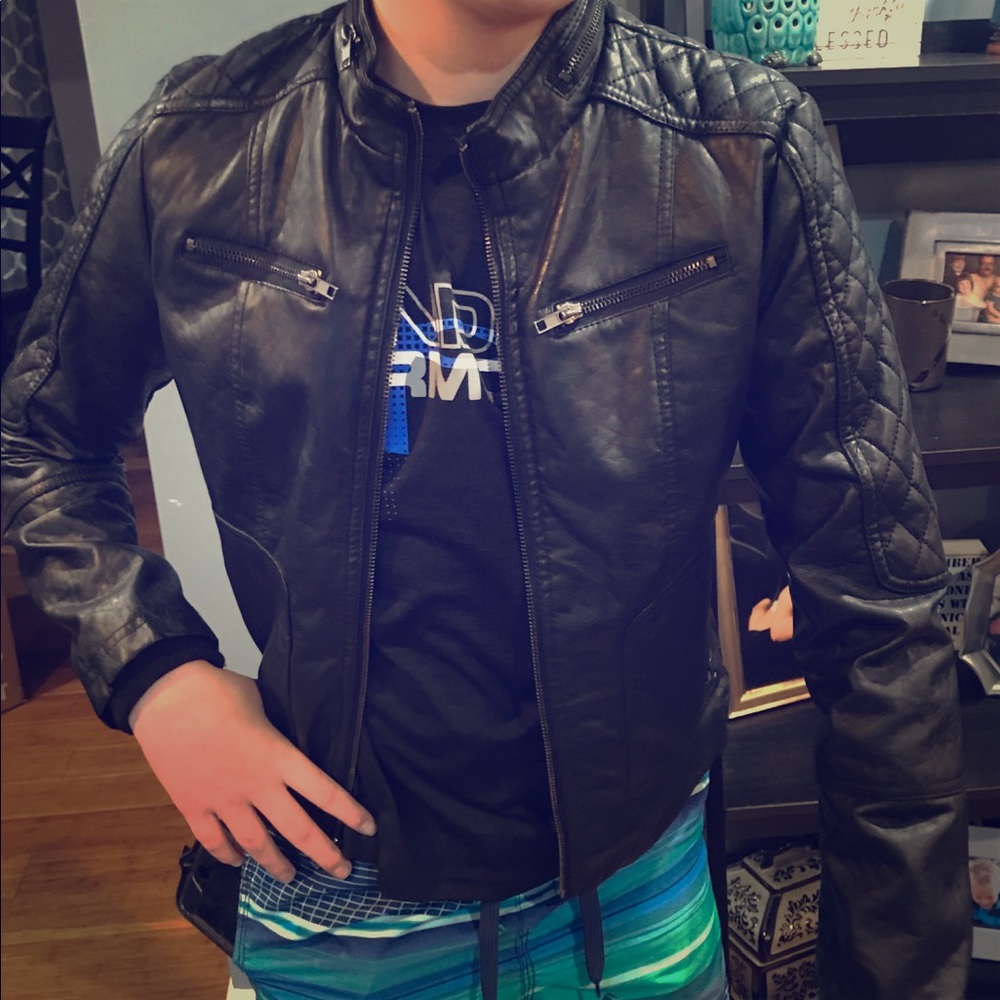 Gently Used Black Faux leather jacket size small